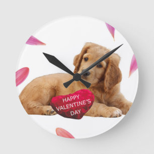 Horloge Ronde Photo de Chien de la Saint Valentin