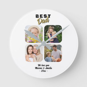 Horloge Ronde Photo de famille du meilleur papa père 4