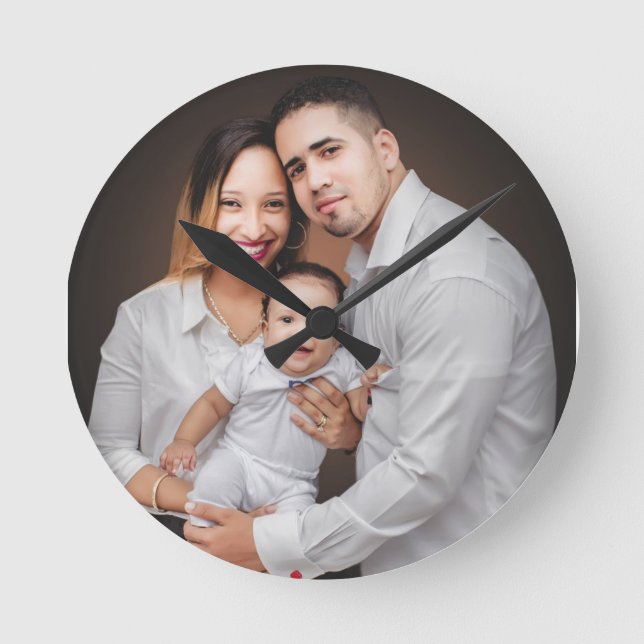 Horloge Ronde Photo de famille personnalisée personnalisée perso (Recto)
