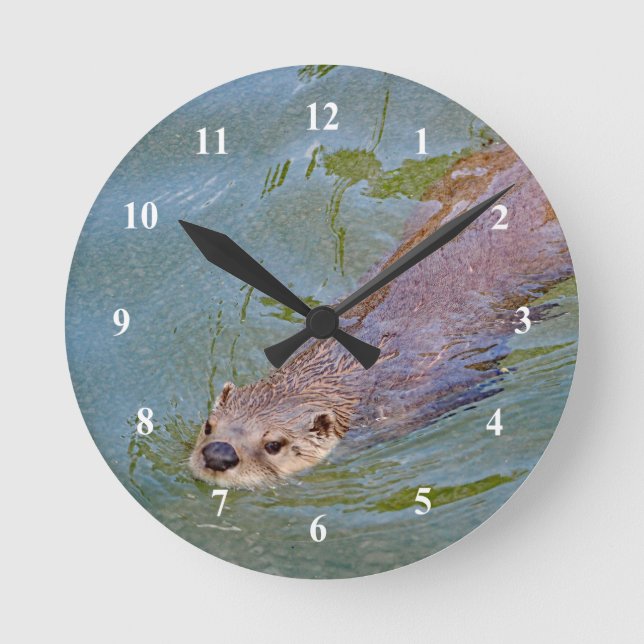 Horloge Ronde Photo de Otter Swimming Wildlife (Recto)