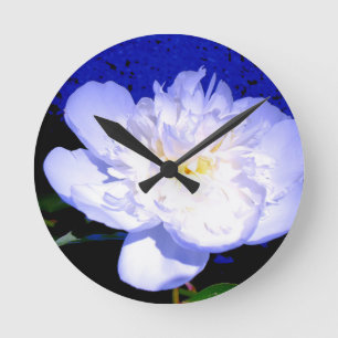 Horloge Ronde Photo de pivoine blanche et violette