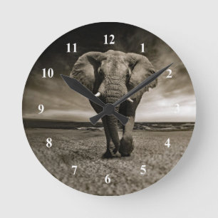 Horloge Ronde Photo d'éléphant Bull de la faune