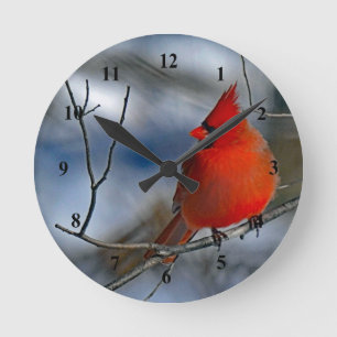 Horloge Ronde Photo du cardinal Red Winter