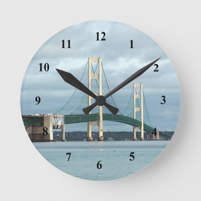 Horloge Ronde Photo du pont Mackinac du Michigan (Recto)
