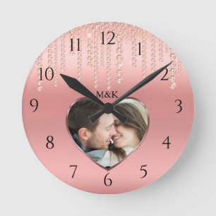Horloge Ronde Photo en or rose