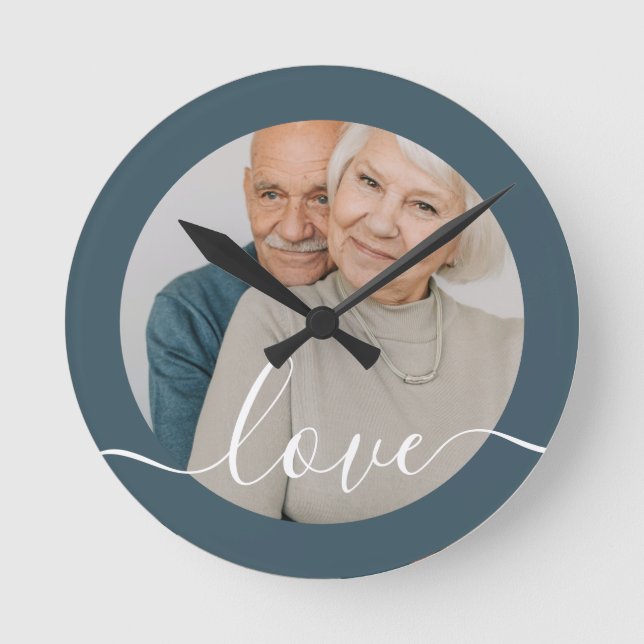 Horloge Ronde Photo et texte personnalisés (Recto)