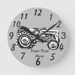 Horloge Ronde photo of vintage Gray massey fergison tractor 