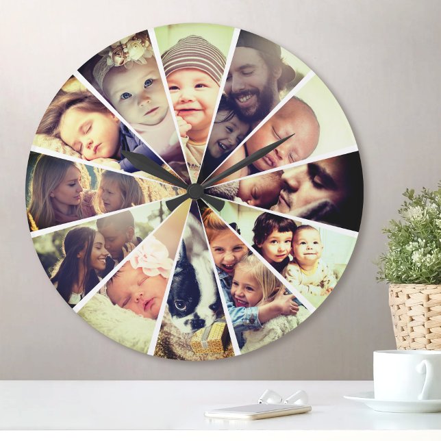 Horloge Ronde Photo personnalisée Fun Filtre lumineux Famille En (Créateur téléchargé)