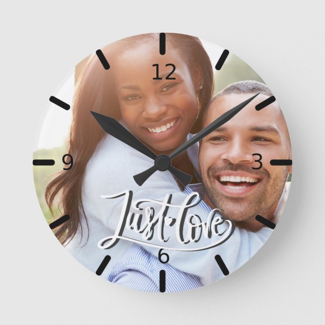 Horloge Ronde Photo personnalisée Just Love (Recto)