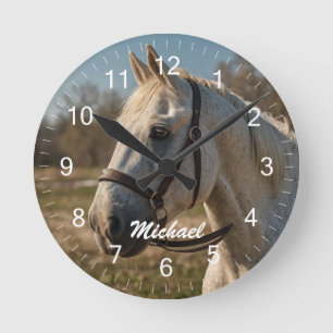 Horloge Ronde Photo personnalisée moderne tendance Louveur de Ch