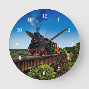 Horloge Ronde Photo Vintage Train Bridge