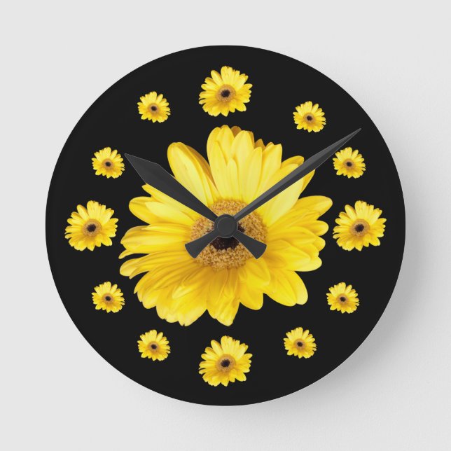 Horloge Ronde Photographies de la marguerite jaune (Recto)