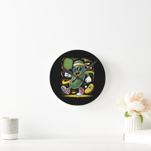 Horloge Ronde Pickle Jouant au Pickleball
