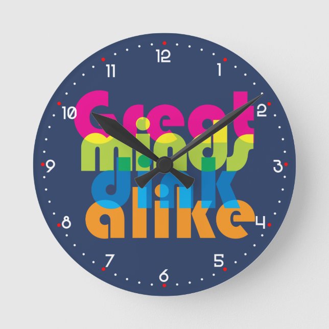 Horloge Ronde Pickleball Les grands esprits se ressemblent (Recto)