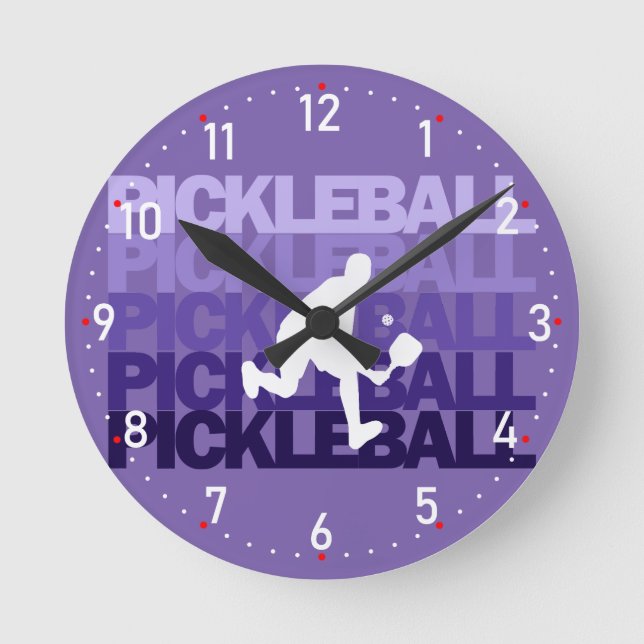 Horloge Ronde 💜 Pickleball violet silhouette Pickleball (Recto)
