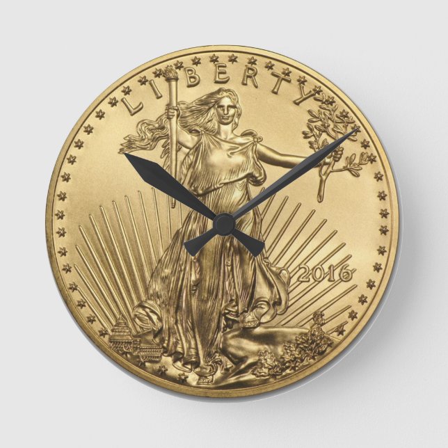 Horloge Ronde Pièce Gold Eagle (Recto)