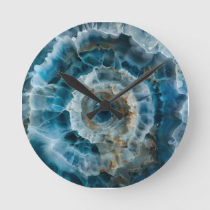 Horloge Ronde Pierre bleu Macro photo Agate Marbre