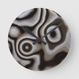 Horloge Ronde Pierre noire et blanche de Jasper