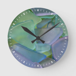 Horloge Ronde Pile de verre de plage bleu, Alaska