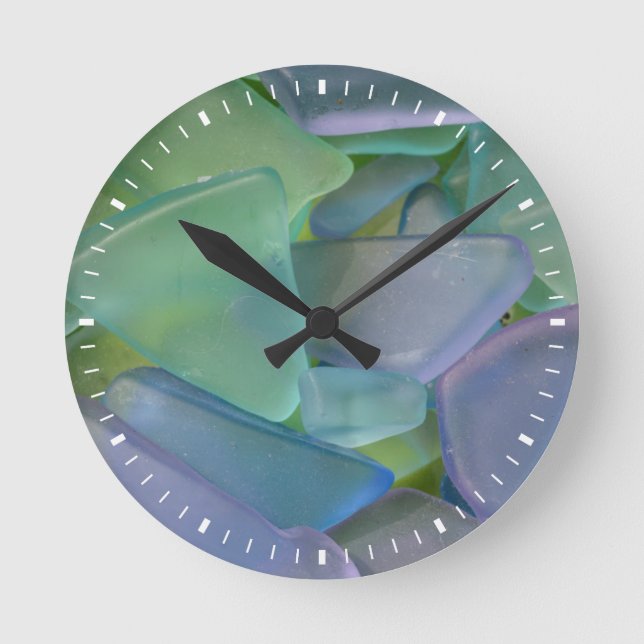 Horloge Ronde Pile de verre de plage bleu, Alaska (Recto)