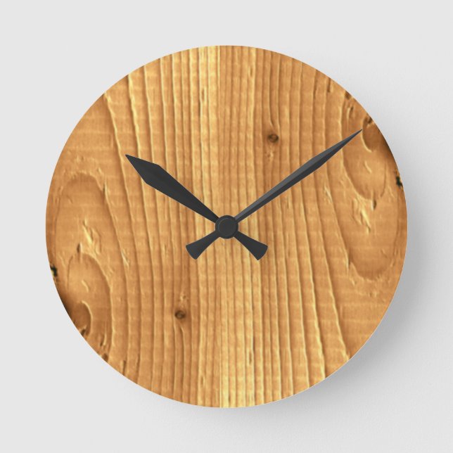 Horloge Ronde Pinceau classique en bois non traité (Recto)