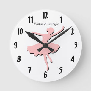 Horloge Ronde Pink Ballarina Wall Clock