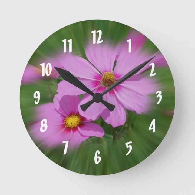 Horloge Ronde Pink cosmos Flowers (Recto)