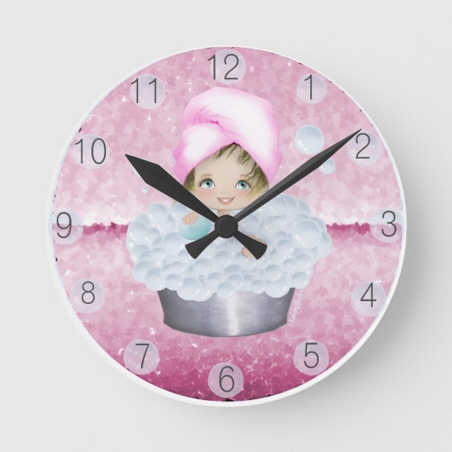 Horloge Ronde Pink diva Bubble Bath Clock (Recto)