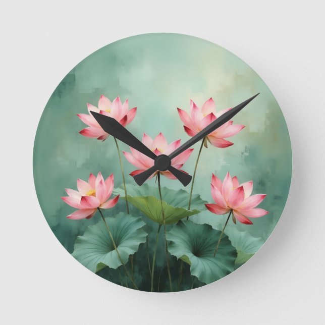 Horloge Ronde Pink Lotus Artwork  (Recto)