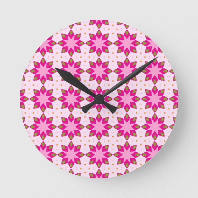 Horloge Ronde Pink Petal Mosaic pattern (Recto)