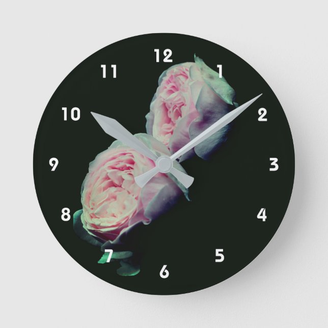 Horloge Ronde Pink Rose Pair Floral (Recto)