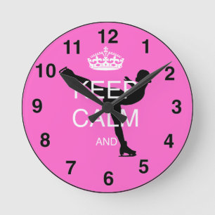 Horloge Ronde PINK Skating Gift. Keep calm skate