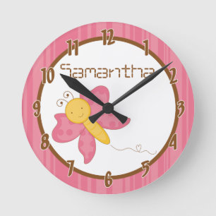 Horloge Ronde Pink Spring Time Butterfly Personalized Clock