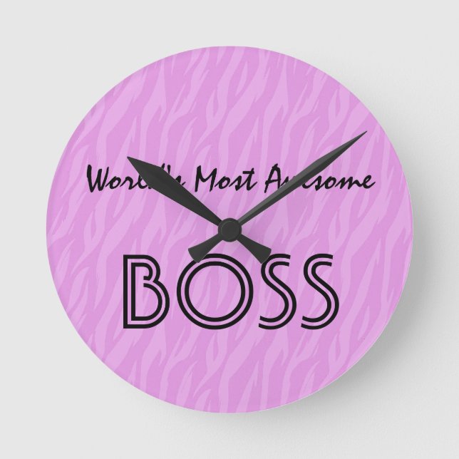 Horloge Ronde Pink Zebra Print World's plus incroyable cadeau BO (Recto)