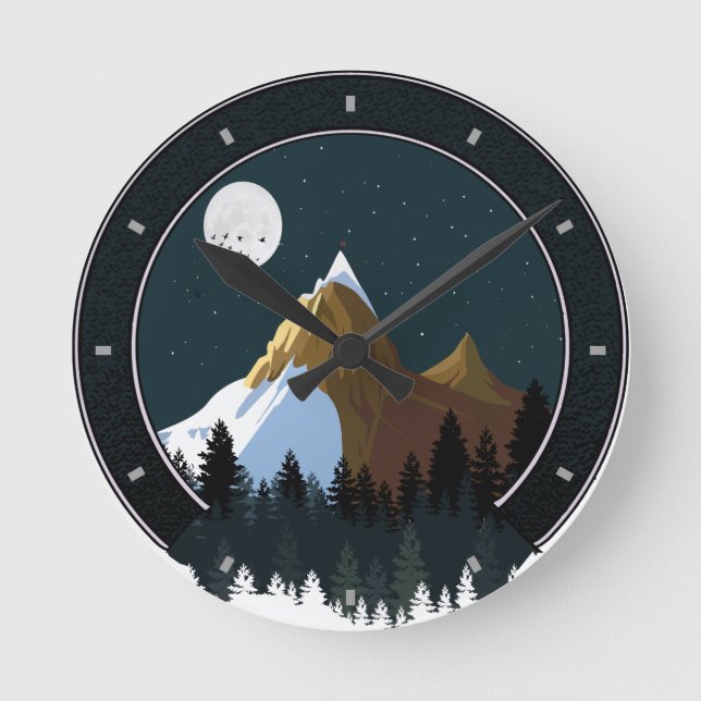 Horloge Ronde Pins de lune de neige des Rocheuses (Recto)