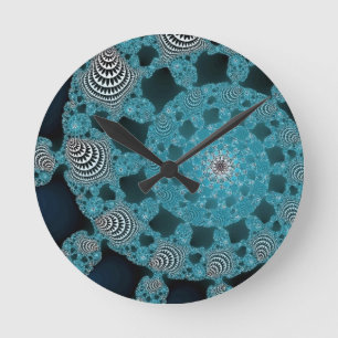 Horloge Ronde Pirouette noire et blanche bleue turquoise de