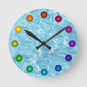 Horloge Ronde Piscine blanche bleue de lumière du soleil