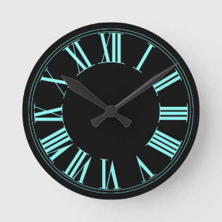 Horloge Ronde PixDezines Neon Roman Numeros/do-it-yourself coule