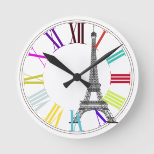 Horloge Ronde PixDezines paris, eiffel/DIY background color