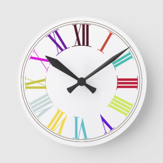 Horloge Ronde PixDezines Roman Numeros/DIY background color