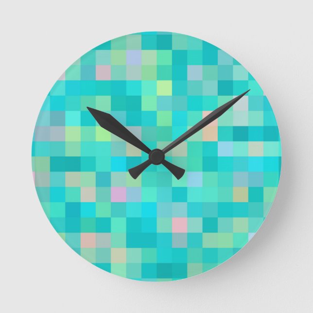 Horloge Ronde Pixel Art Multicolor Motif (Recto)