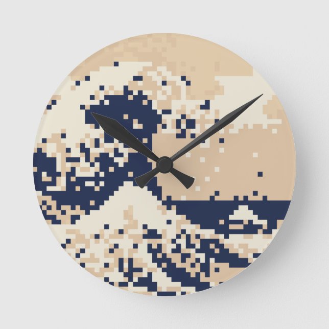 Horloge Ronde Pixel Tsunami 8 bits Pixel Art (Recto)