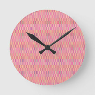 Horloge Ronde Pixels roses