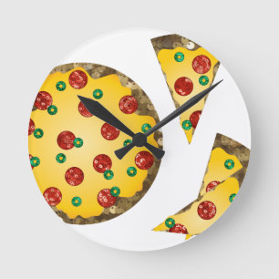 Horloge Ronde pizza à paillettes