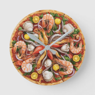 Horloge Ronde Pizza de fruits de mer
