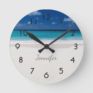 Horloge Ronde Plage avec le nom