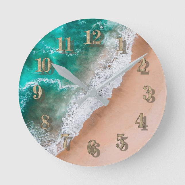 Horloge Ronde Plage d'eau de mer sable tropical été (Recto)