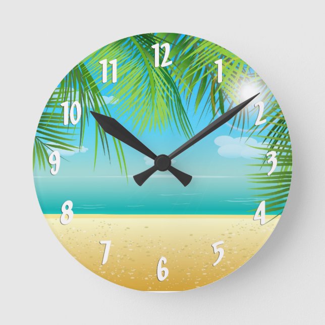 Horloge Ronde Plage tropicale (Recto)