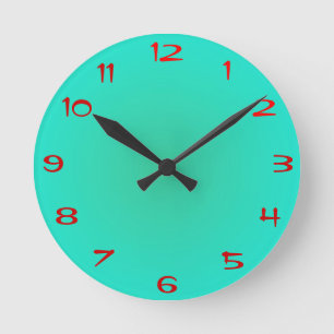 Horloge Ronde Plain Lime Warm Green >Kitchen Clock with Numbers