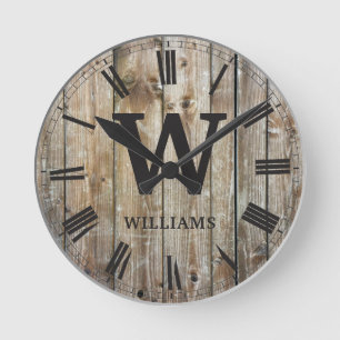 Horloge Ronde Planches Rustiques Bois Famille personnalisée Agri
